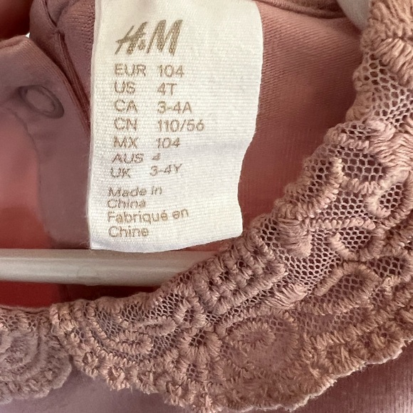 Girls Lace Dress H&M brand Mauve Cotton Size 4T - Picture 3 of 4